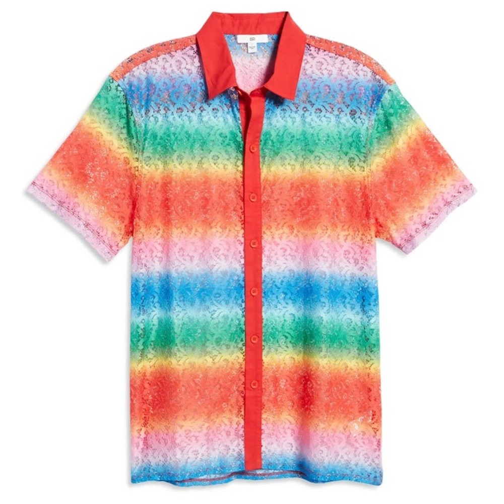 BP be proud - Pride Gender Inclusive‎ Floral Lace Button-Up Shirt Small NWT